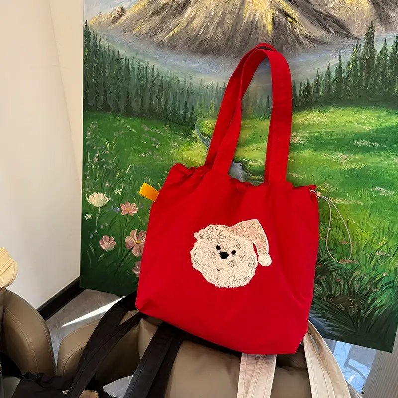 Spring New Fashion Towel Embroidered Portable Tote Large Capacity Fashionable All-match Bag Drawstring Strap Shoulder Bag luggage and leather goods — feature 12