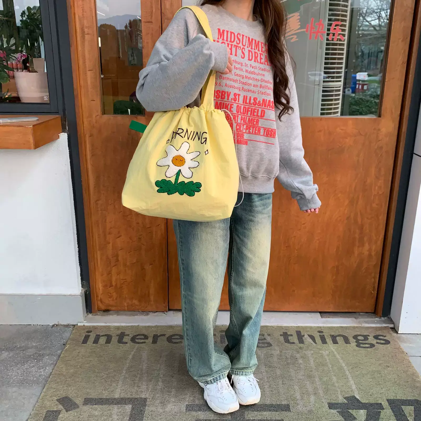 Spring New Fashion Towel Embroidered Portable Tote Large Capacity Fashionable All-match Bag Drawstring Strap Shoulder Bag luggage and leather goods — feature 23
