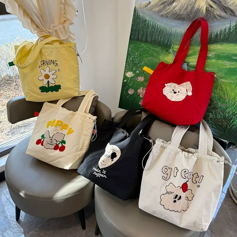 Spring New Fashion Towel Embroidered Portable Tote Large Capacity Fashionable All-match Bag Drawstring Strap Shoulder Bag luggage and leather goods — feature 4