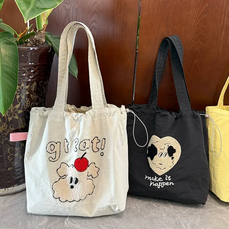 Spring New Fashion Towel Embroidered Portable Tote Large Capacity Fashionable All-match Bag Drawstring Strap Shoulder Bag luggage and leather goods — feature 5