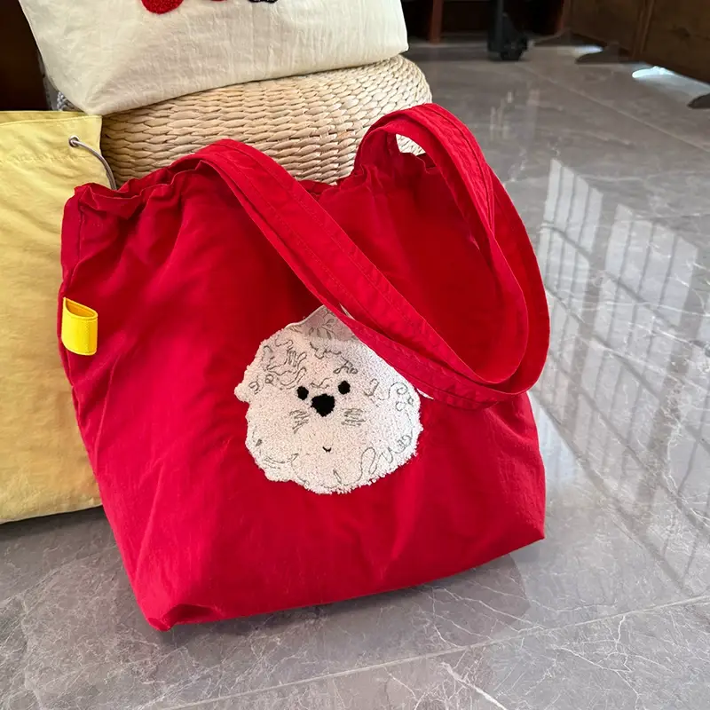 Spring New Fashion Towel Embroidered Portable Tote Large Capacity Fashionable All-match Bag Drawstring Strap Shoulder Bag luggage and leather goods — feature 6
