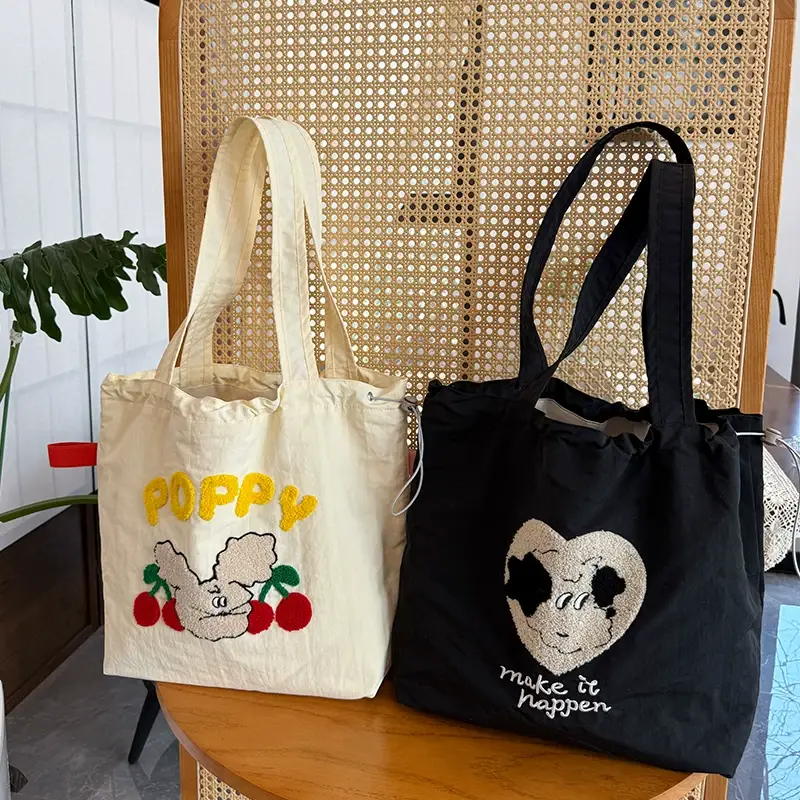 Spring New Fashion Towel Embroidered Portable Tote Large Capacity Fashionable All-match Bag Drawstring Strap Shoulder Bag luggage and leather goods — feature 8