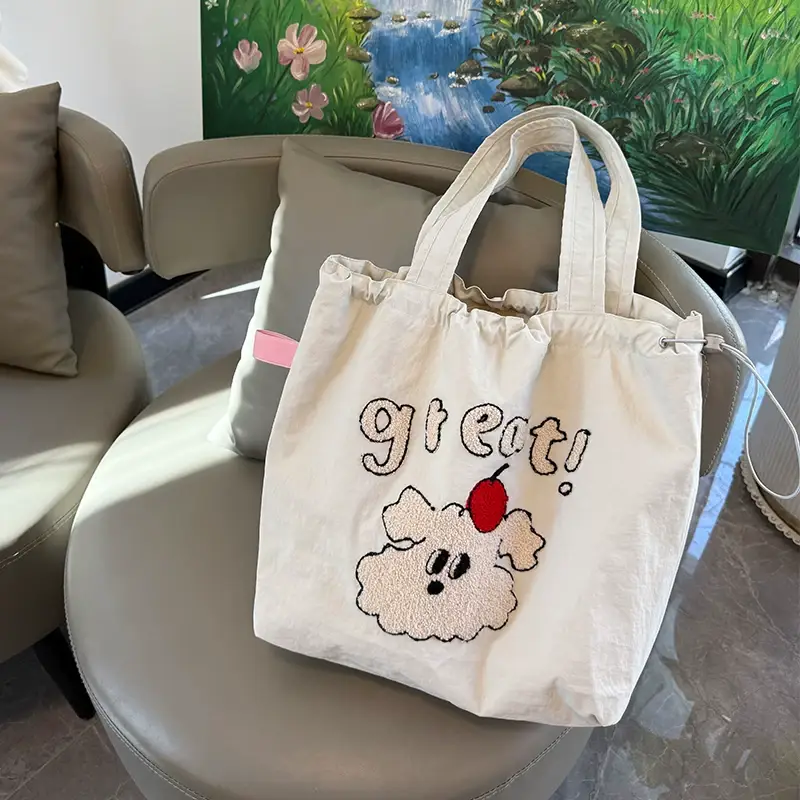 Spring New Fashion Towel Embroidered Portable Tote Large Capacity Fashionable All-match Bag Drawstring Strap Shoulder Bag luggage and leather goods — feature 9