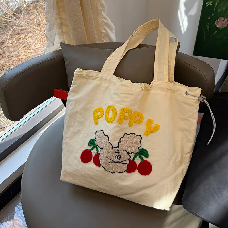 Spring New Fashion Towel Embroidered Portable Tote Large Capacity Fashionable All-match Bag Drawstring Strap Shoulder Bag luggage and leather goods - Image 3