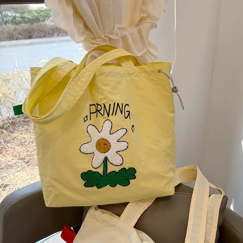 Spring New Fashion Towel Embroidered Portable Tote Large Capacity Fashionable All-match Bag Drawstring Strap Shoulder Bag luggage and leather goods - Image 4