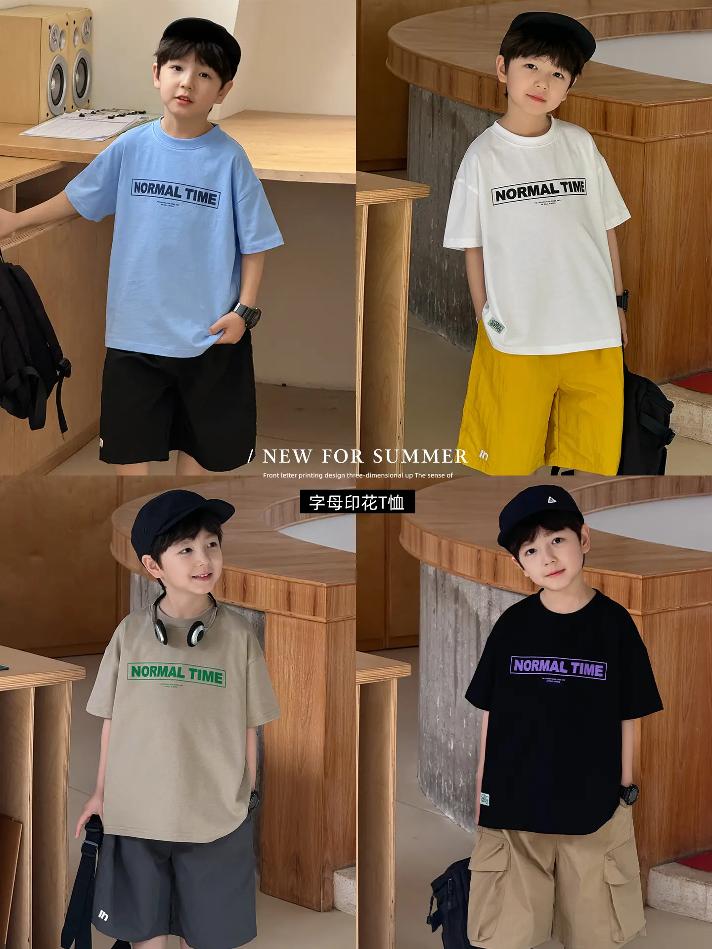 Tongku Boys Korean Letter Print T-Shirt Summer Wear - Image 4