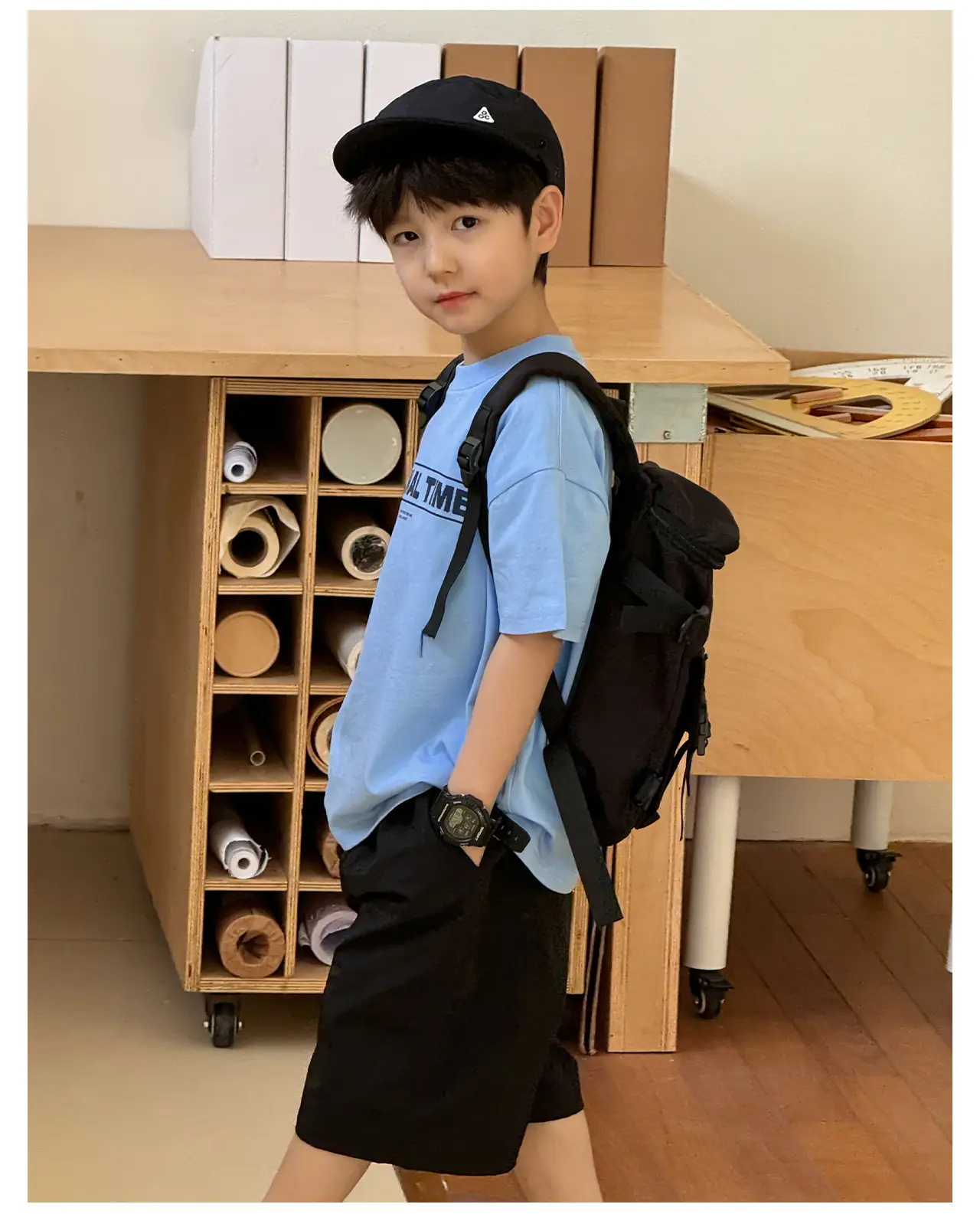 Tongku Boys Korean Letter Print T-Shirt Summer Wear — feature 13