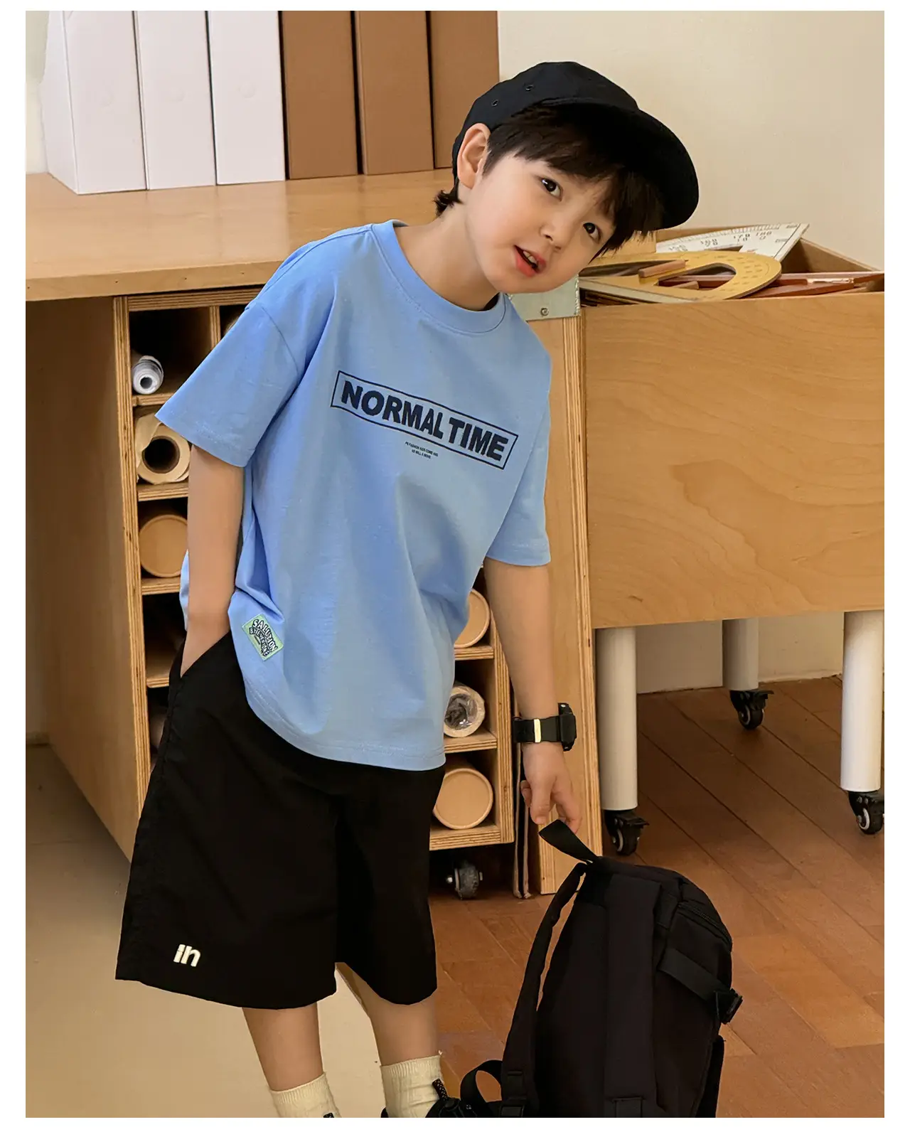 Tongku Boys Korean Letter Print T-Shirt Summer Wear — feature 16