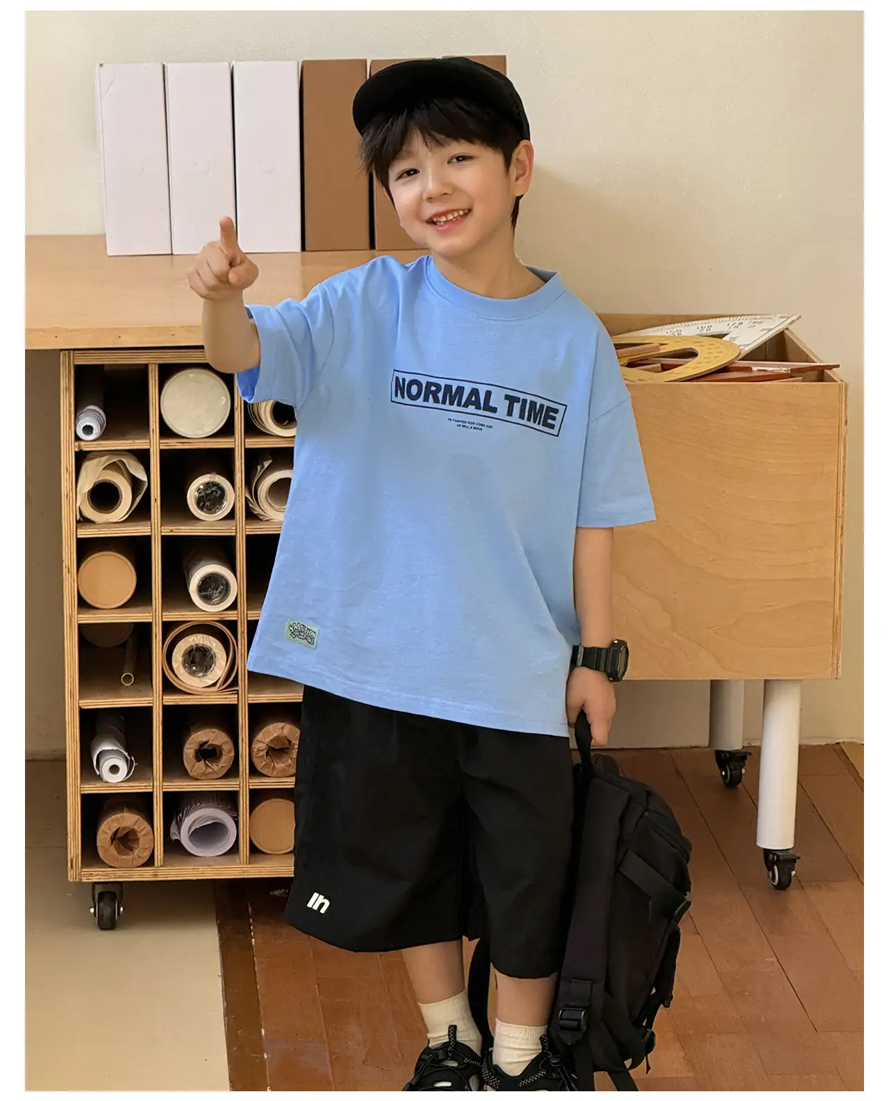 Tongku Boys Korean Letter Print T-Shirt Summer Wear — feature 17