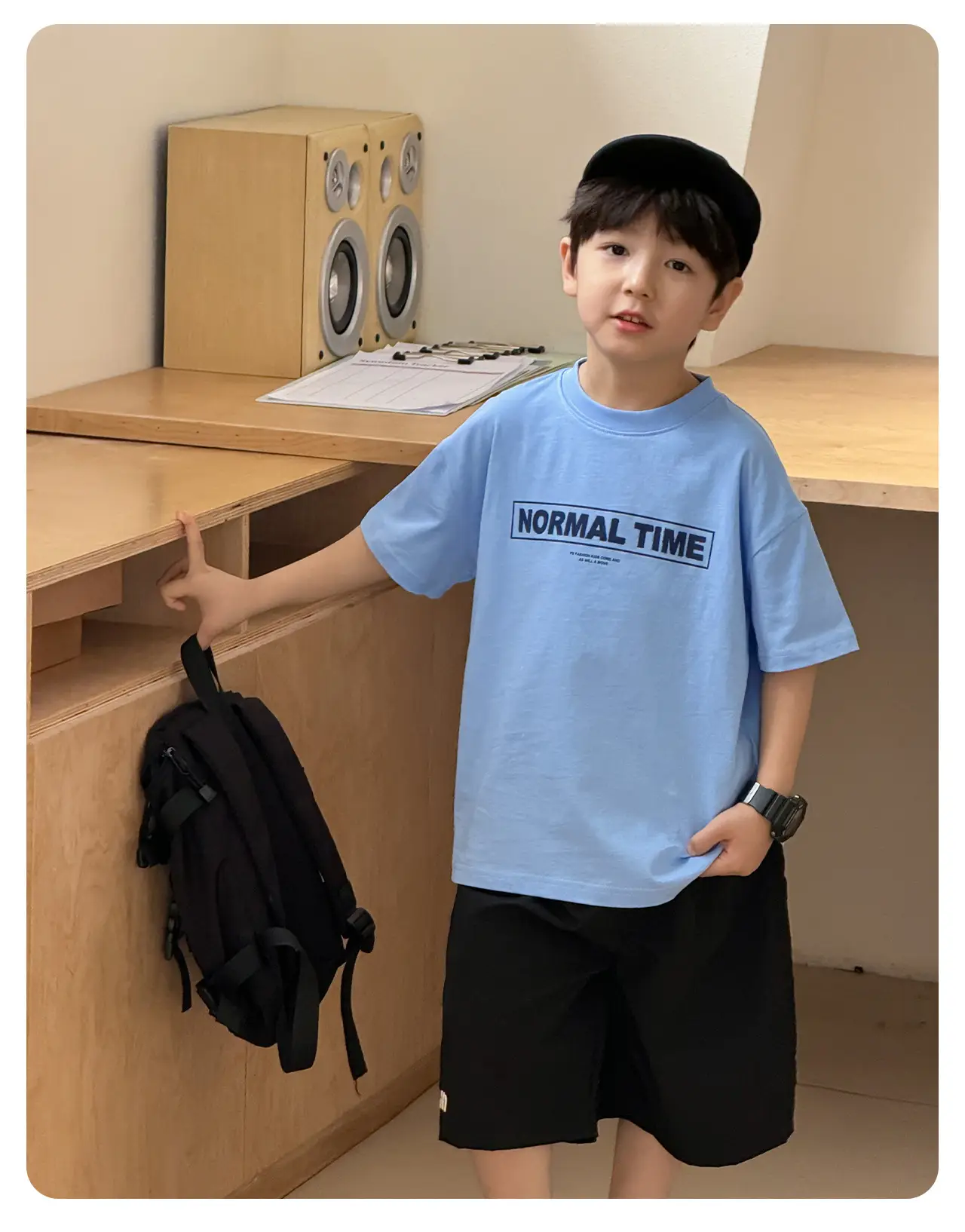 Tongku Boys Korean Letter Print T-Shirt Summer Wear — feature 2