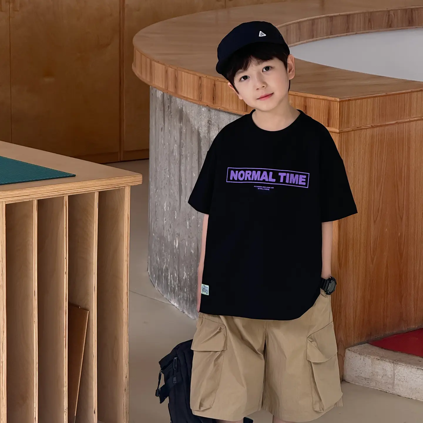 Tongku Boys Korean Letter Print T-Shirt Summer Wear - Image 2