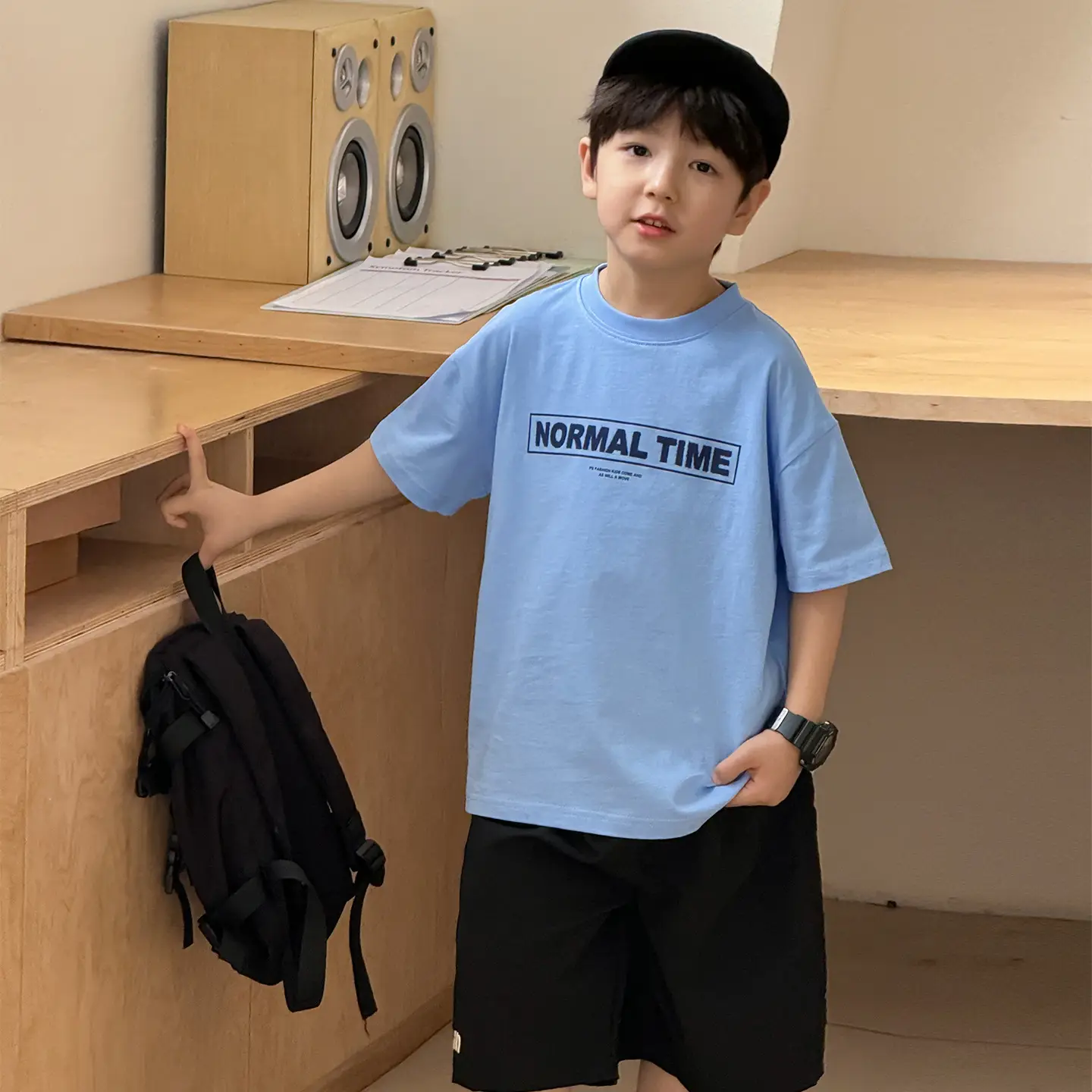 Tongku Boys Korean Letter Print T-Shirt Summer Wear - Image 3