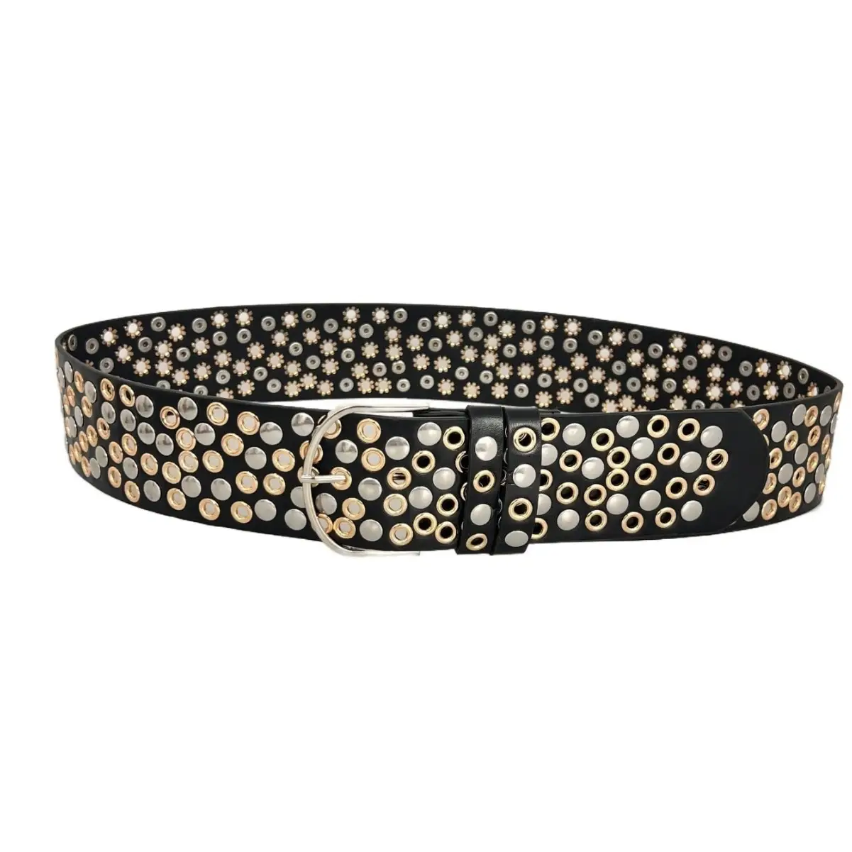 Black Rivet Belt for Women Retro Punk Y2K Fashion
