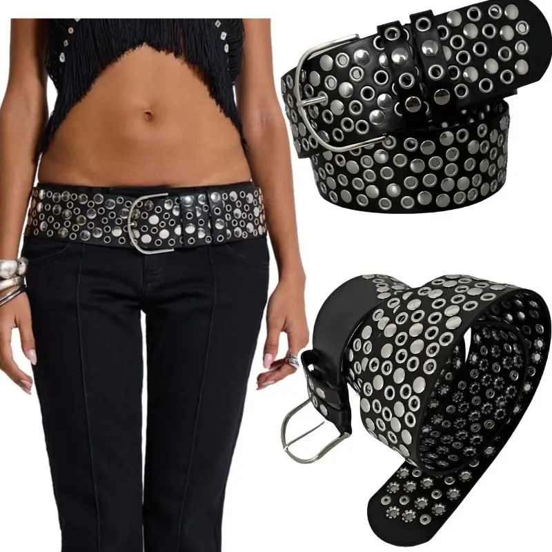 Black Rivet Belt for Women Retro Punk Y2K Fashion — feature 1