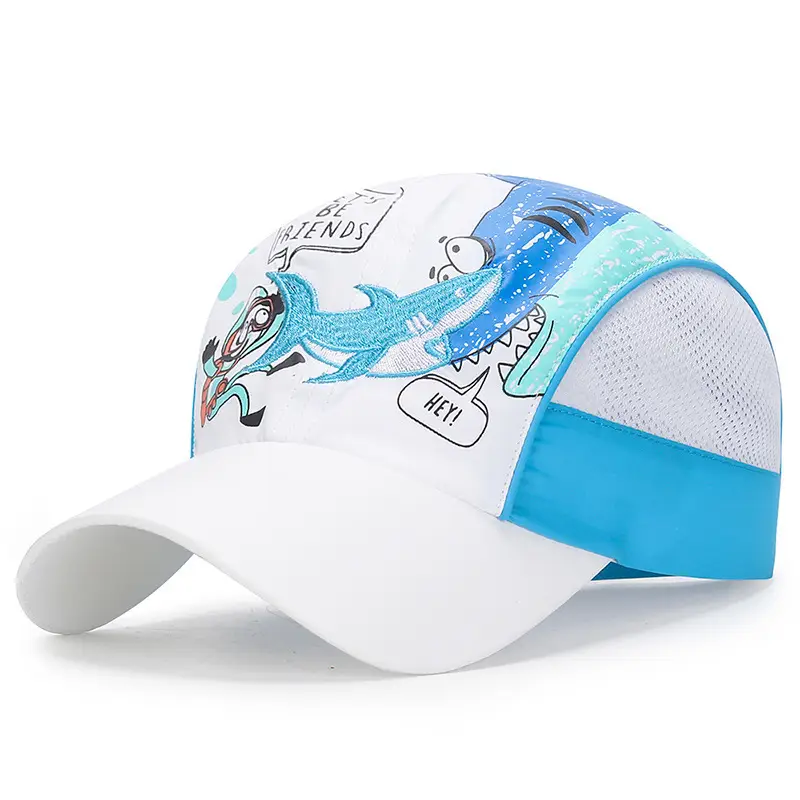 Kids Baseball Cap Blue Dragon Print Summer Sun Hat - Image 2