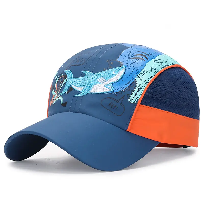 Kids Baseball Cap Blue Dragon Print Summer Sun Hat - Image 3