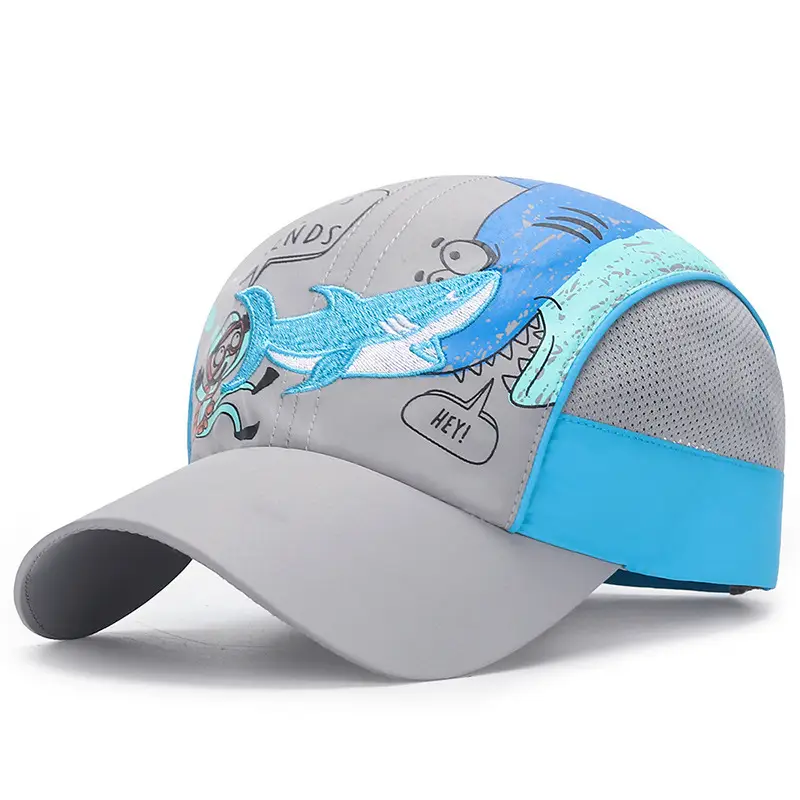 Kids Baseball Cap Blue Dragon Print Summer Sun Hat - Image 4