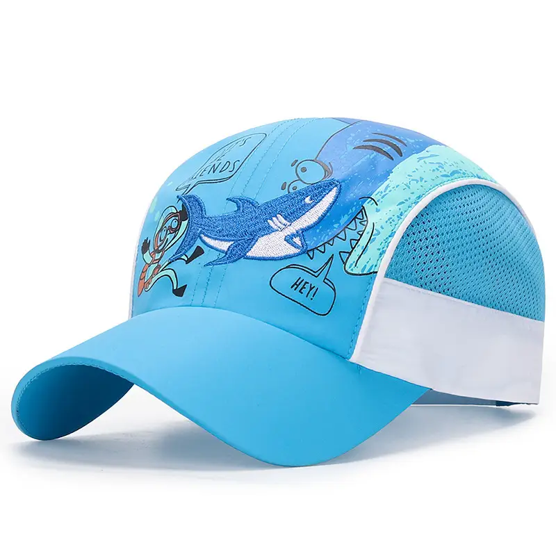 Kids Baseball Cap Blue Dragon Print Summer Sun Hat - Image 5