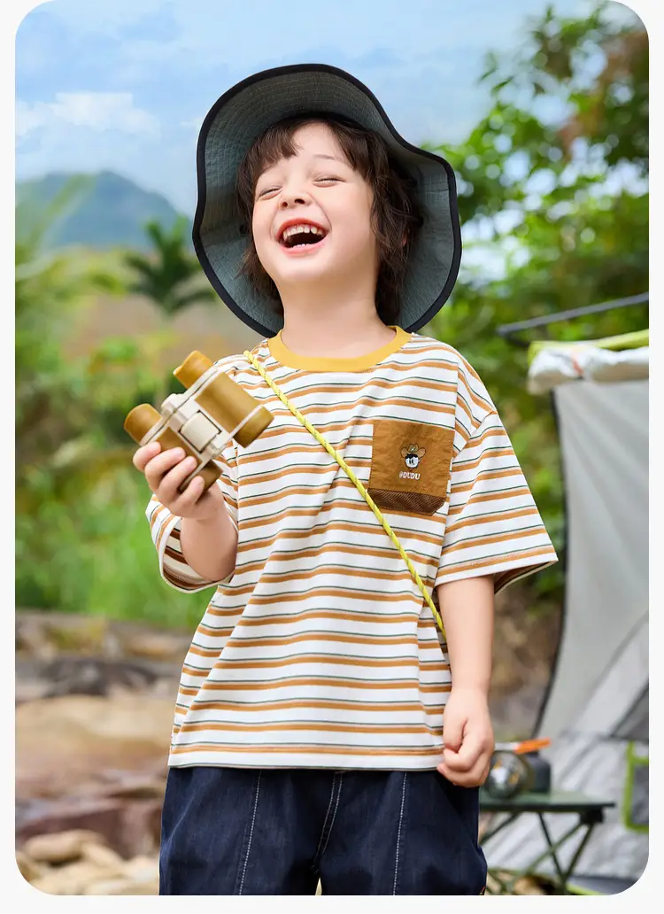 Duduija Baby T-Shirt 7A Antibacterial Striped Kids Summer — feature 14