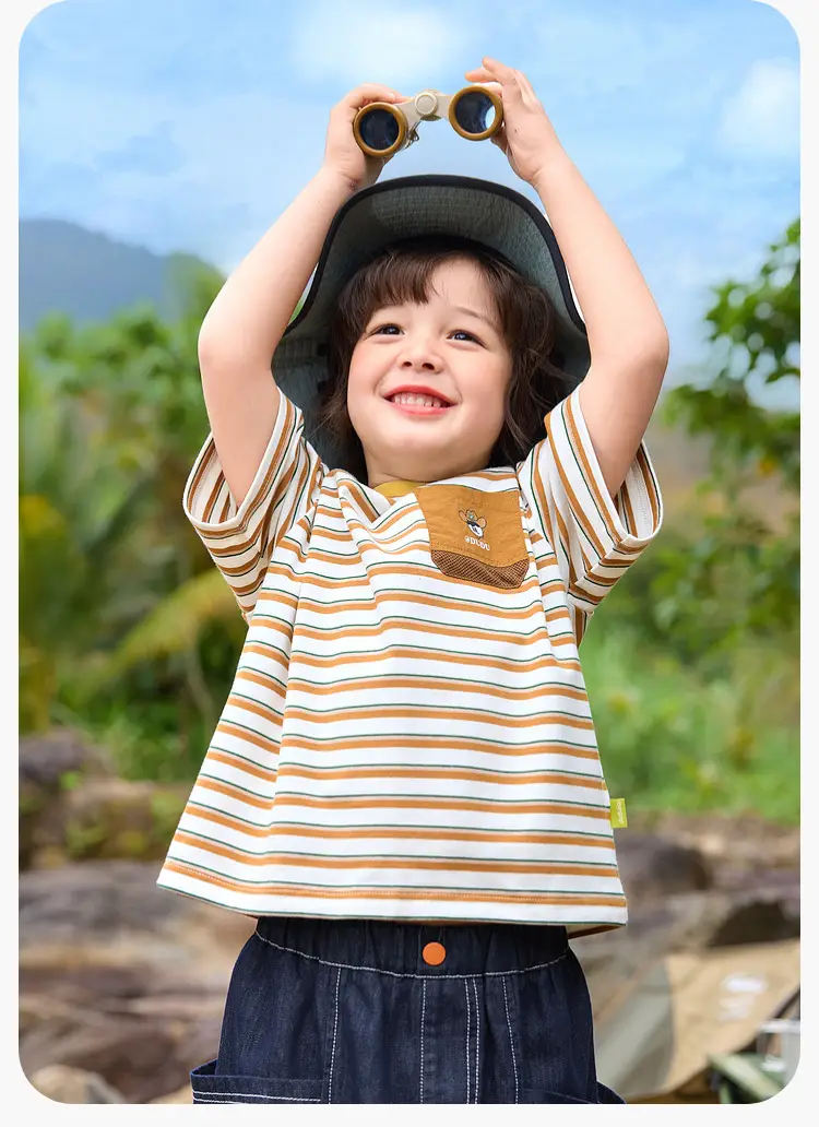 Duduija Baby T-Shirt 7A Antibacterial Striped Kids Summer — feature 16