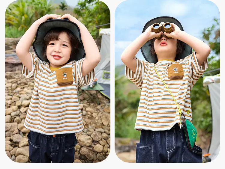 Duduija Baby T-Shirt 7A Antibacterial Striped Kids Summer — feature 17