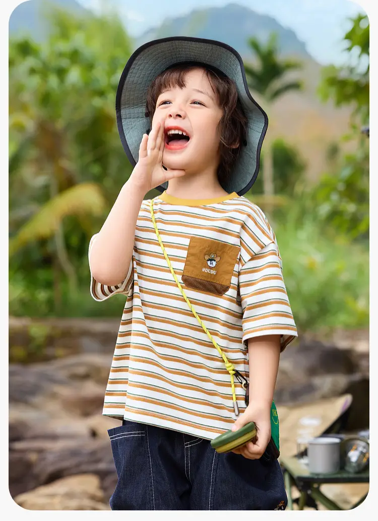 Duduija Baby T-Shirt 7A Antibacterial Striped Kids Summer — feature 18