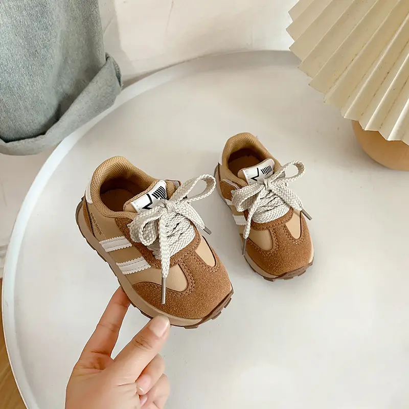 Baby Sneakers Black Brown Soft Sole Toddler Shoes