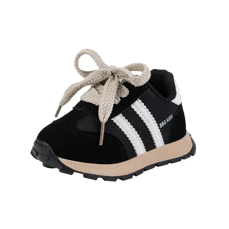 Baby Sneakers Black Brown Soft Sole Toddler Shoes