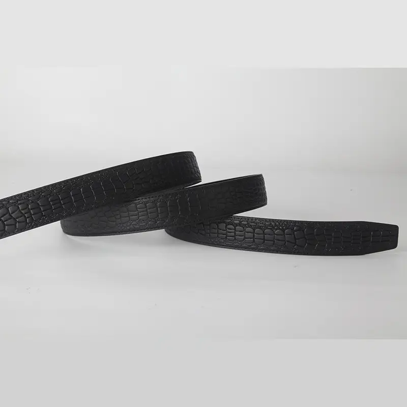 Men's Black Croc Embellished Belt Automatic Buckle - Image 3