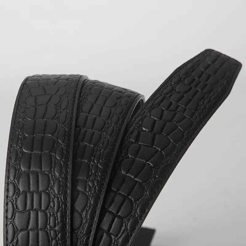 Men's Black Croc Embellished Belt Automatic Buckle - Image 4
