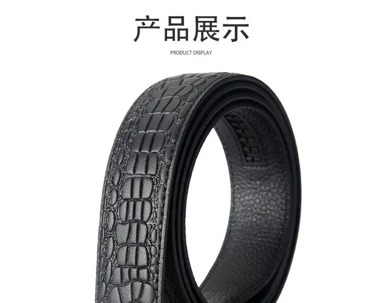 Men's Black Croc Embellished Belt Automatic Buckle — feature 10