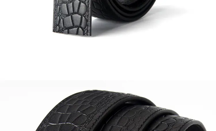 Men's Black Croc Embellished Belt Automatic Buckle — feature 11