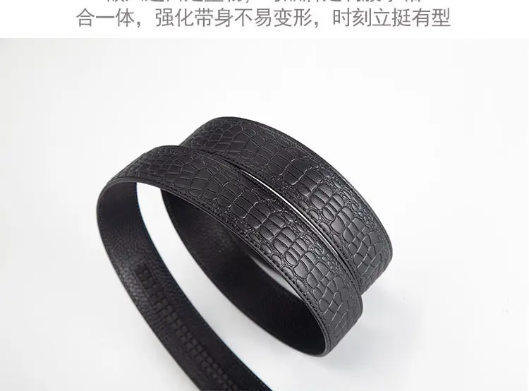 Men's Black Croc Embellished Belt Automatic Buckle — feature 6