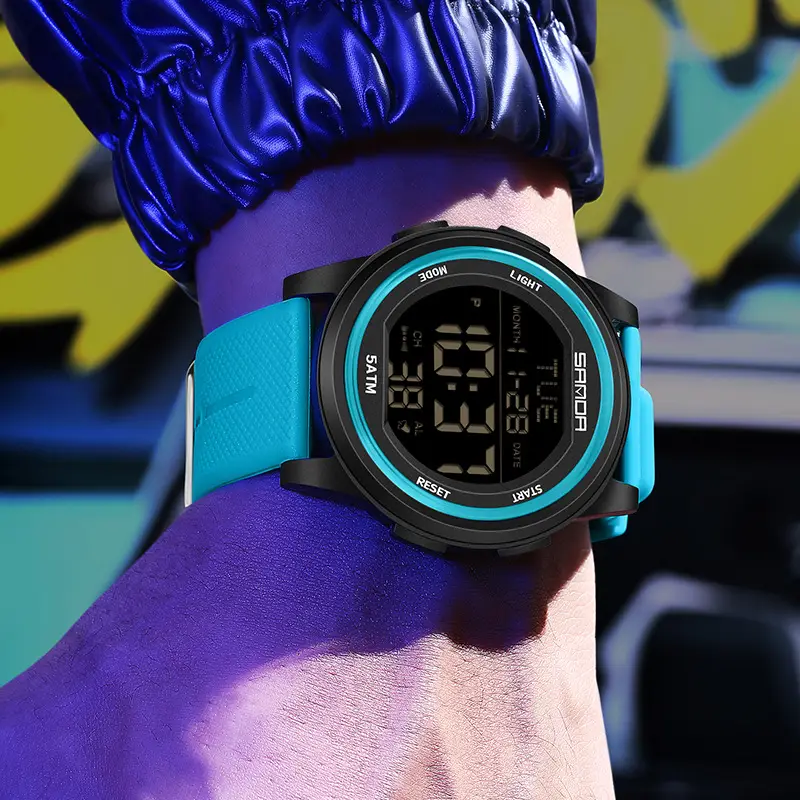 Sanda Digital Watch Blue Silicone Sports Wear