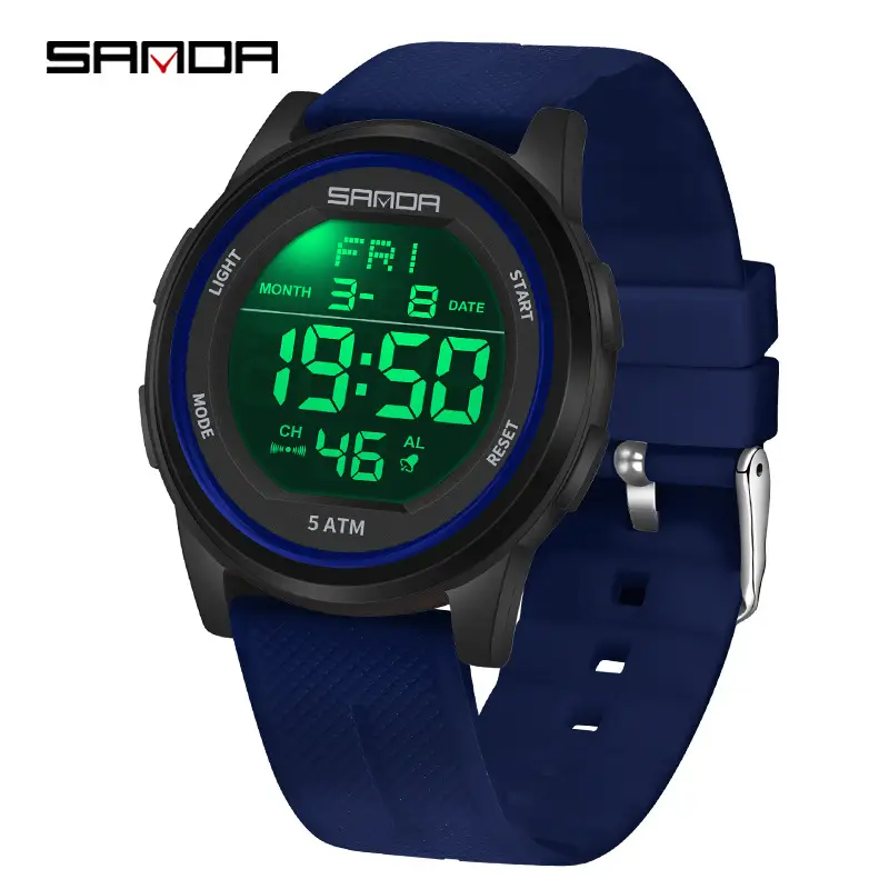 Sanda Digital Watch Blue Silicone Sports Wear