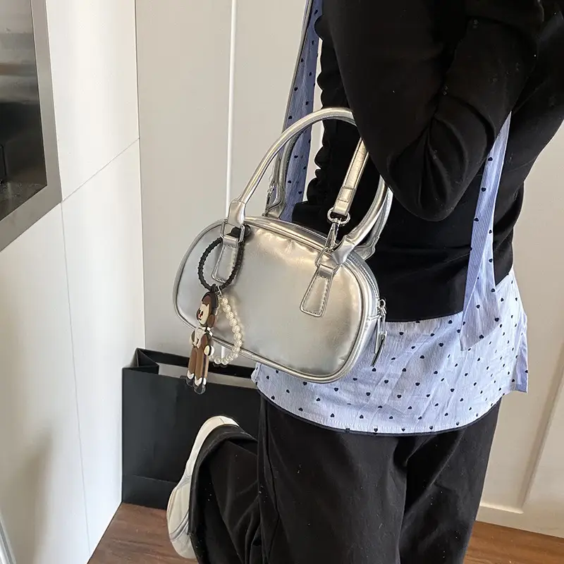 Silver High-End Satchel Bag for Women - Image 5