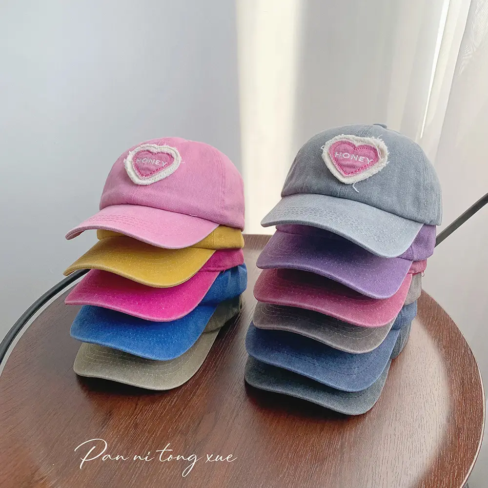 Pink Heart Embroidered Baseball Cap for Girls - Image 13