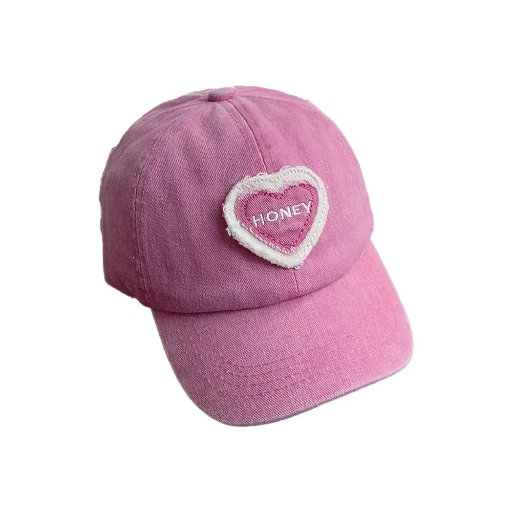 Pink Heart Embroidered Baseball Cap for Girls - Image 16