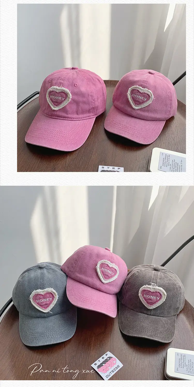 Pink Heart Embroidered Baseball Cap for Girls — feature 26