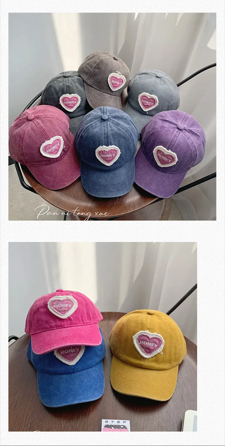 Pink Heart Embroidered Baseball Cap for Girls — feature 27