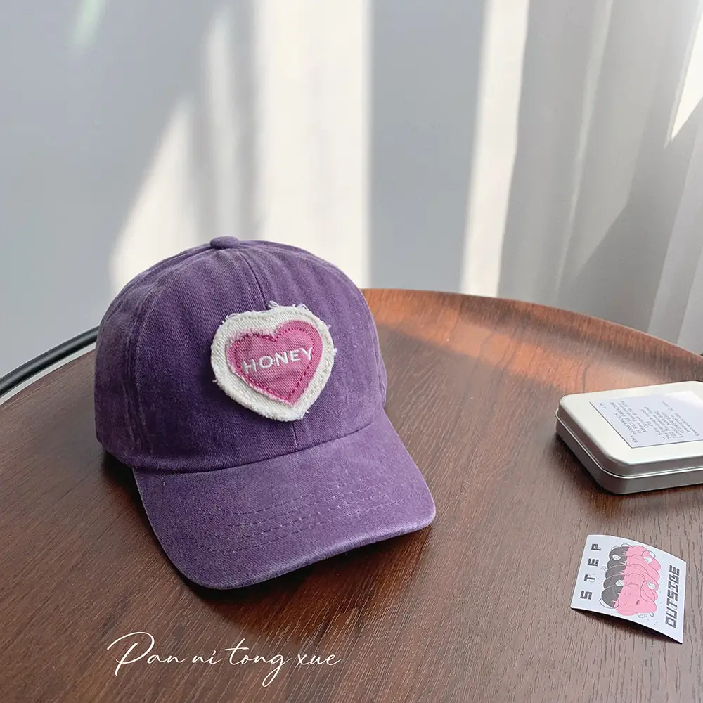 Pink Heart Embroidered Baseball Cap for Girls - Image 11