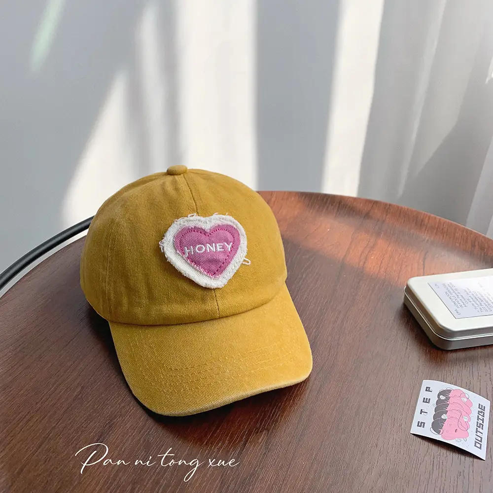 Pink Heart Embroidered Baseball Cap for Girls - Image 5