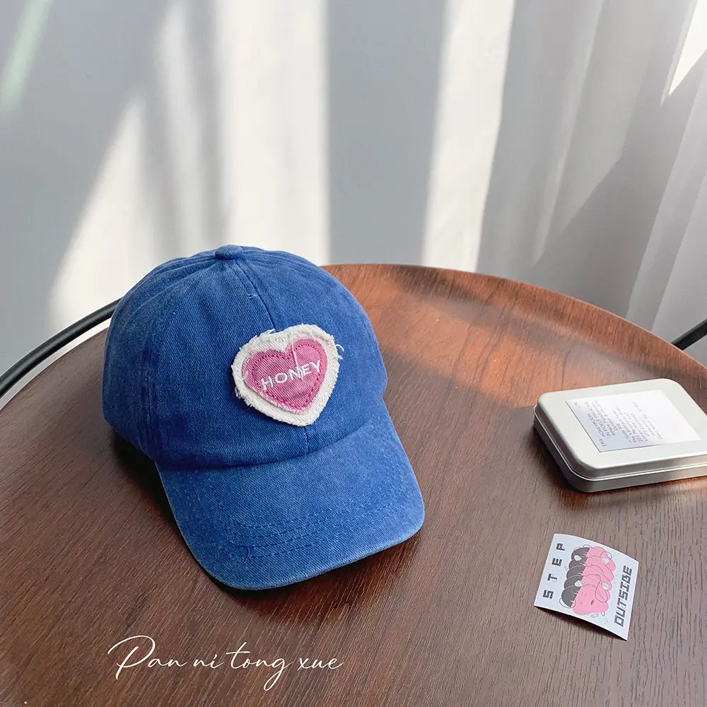 Pink Heart Embroidered Baseball Cap for Girls - Image 9