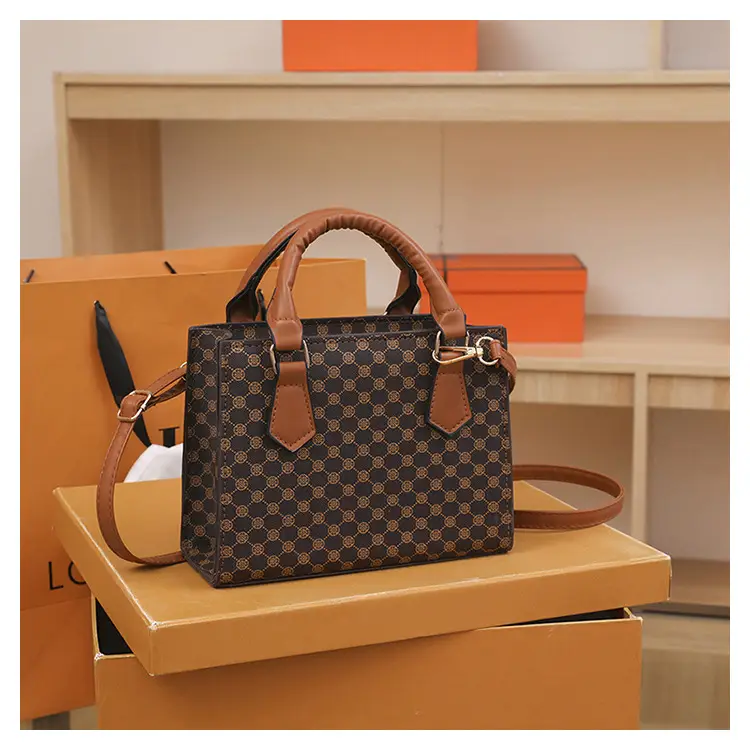 Vintage Checkered Handbag for Women with Leather Handles — feature 29