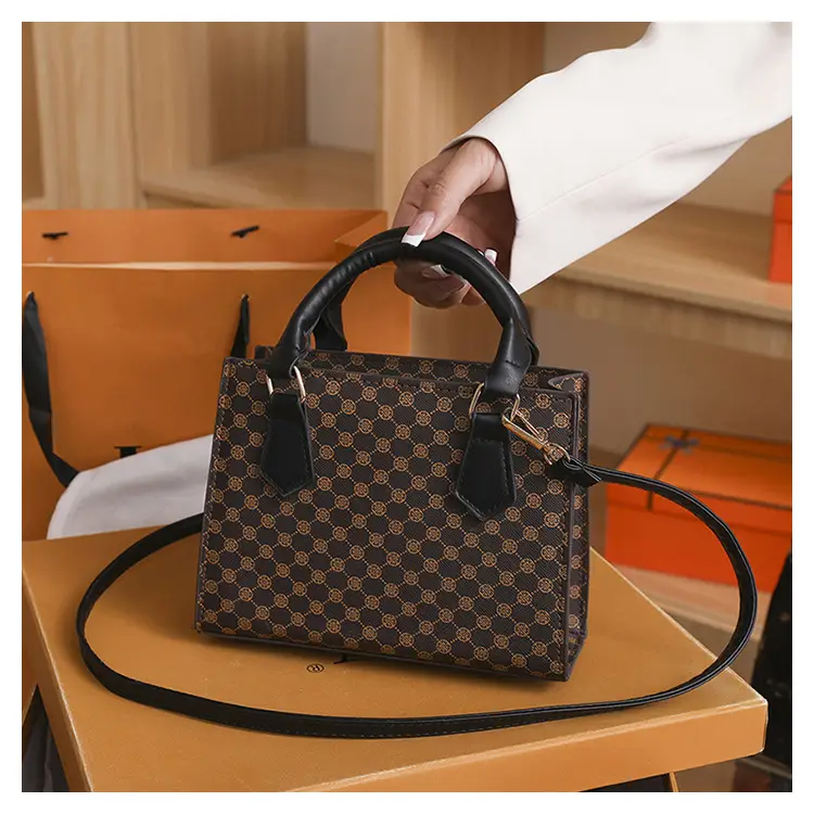 Vintage Checkered Handbag for Women with Leather Handles — feature 32