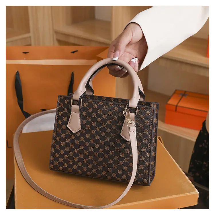 Vintage Checkered Handbag for Women with Leather Handles — feature 33