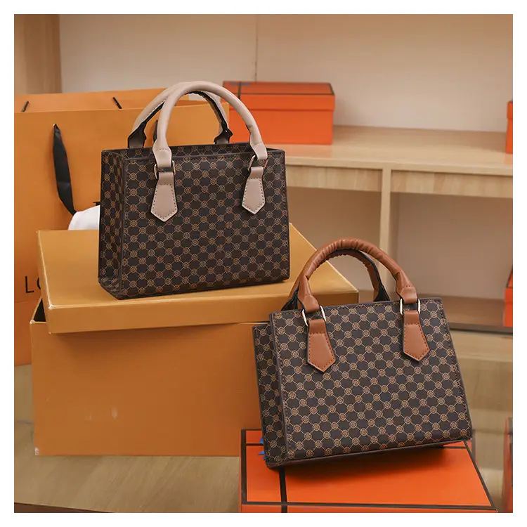 Vintage Checkered Handbag for Women with Leather Handles — feature 36