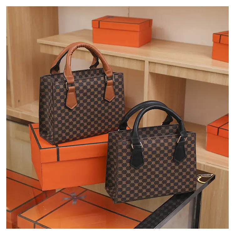 Vintage Checkered Handbag for Women with Leather Handles — feature 37