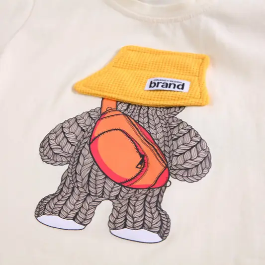 Boys Printed T-Shirt Shorts Set Yellow White 2Pc