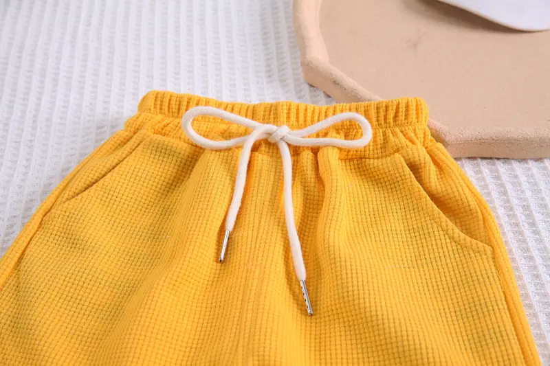 Boys Printed T-Shirt Shorts Set Yellow White 2Pc — feature 10